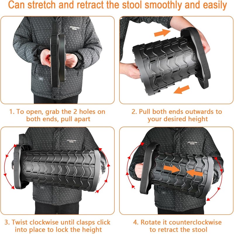 Boreeman Upgraded Collapsible Stool, Square Portable Stool, Lightweight Yet More Sturdy with Load Capacity 400lbs, Perfect for Camping Fishing Hiking BBQ (Square Black) - Image 5